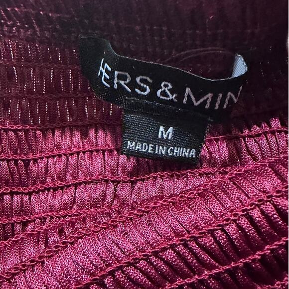 Hers & Mine Ruffled Bodycon Mini Red Tiered Crushed Velvet Skirt Coquette, M - Picture 2 of 6